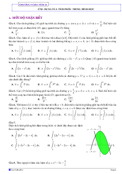 Ứng dụng của tích phân trong hình học Toán 12