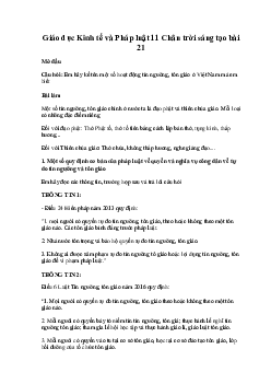 Giải SGK Giáo dục Kinh tế và Pháp luật 11 Bài 21 | Chân trời sáng tạo