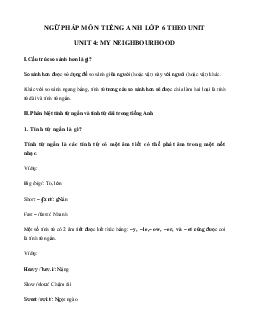 Ngữ pháp Unit 4 lớp 6 My neighbourhood