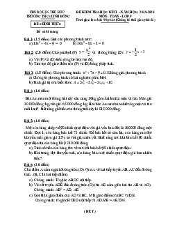 Đề thi học kì 2 Toán 9 năm 2019 – 2020 trường THCS Linh Đông – TP HCM