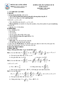 Đề cương học kỳ 2 Toán 9 năm 2022 – 2023 trường THCS Giảng Võ – Hà Nội