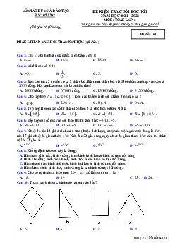Đề kiểm tra cuối học kì 1 Toán 6 năm 2021 – 2022 sở GD&ĐT Bắc Giang