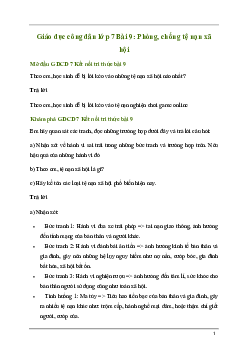 Giải GDCD 7 Bài 9: Phòng, chống tệ nạn xã hội | Kết nối tri thức
