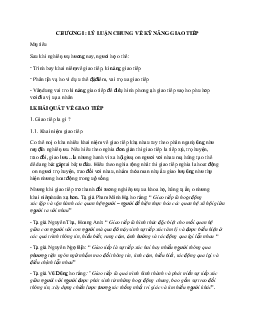 Lý luận chung về kỹ năng giao tiếp | Tài liệu môn Kỹ năng giao tiếp