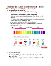 Tài liệu tóm tắt bài Rối loạn cân bằng Acid – Base học phần Hóa dược | Trường Đại học Phenikaa