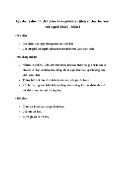 Lập dàn ý cho bức thư thăm hỏi người thân (thầy cô, bạn bè hoặc một người khác) | Văn mẫu Tiếng việt 4| Cánh diều