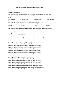 Bài tập cuối tuần Toán lớp 4 Cánh diều - Tuần 7 (cơ bản)