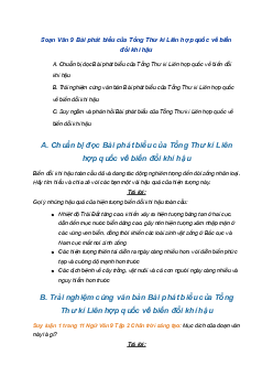 Soạn bài Bài phát biểu của Tổng Thư kí Liên hợp quốc về biến đổi khí hậu | SGK Ngữ Văn 9 Chân trời sáng tạo (Tập 2)