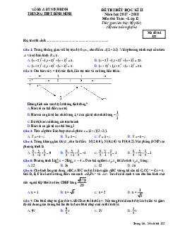 Đề thi hết học kỳ 2 Toán 12 năm 2017 – 2018 trường THPT Bình Minh – Ninh Bình