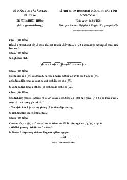 Đề thi chọn HSG Toán THPT cấp tỉnh năm 2019 – 2020 sở GD&ĐT An Giang