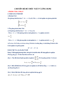 Chuyên đề hệ thức Vi-ét và ứng dụng