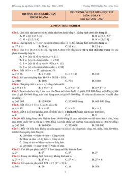 Đề cương giữa học kì 1 Toán 6 năm 2022 – 2023 trường THCS Nghĩa Tân – Hà Nội