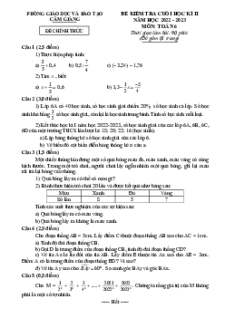 Đề cuối học kì 2 Toán 6 năm 2022 – 2023 phòng GD&ĐT Cẩm Giàng – Hải Dương