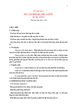 Giáo án Giáo dục công dân 8 Bài 7: Xác định mục tiêu cá nhân | Cánh diều