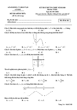 Đề thi thử tốt nghiệp THPT năm 2020 môn Toán sở GD&ĐT Cà Mau