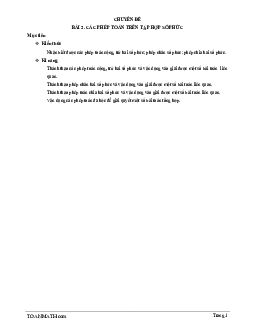 Bài giảng các phép toán trên tập hợp số phức Toán 12