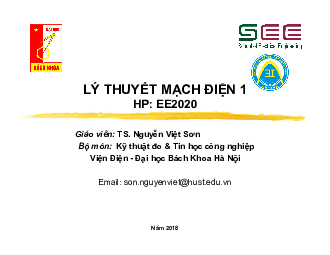 Bài giảng PPT (Power Point) học phần Lý thuyết mạch 1 | SLIDE | Đại học Bách Khoa Hà Nội