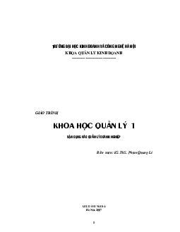 Giáo trình môn Khoa học quản lý 1 | Đại học Kinh doanh và công nghệ Hà Nội