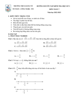 Đề cương học kỳ 1 Toán 7 năm 2022 – 2023 trường TH&THCS Lômônôxốp – Hà Nội