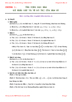 Sự đồng biến và nghịch biến của hàm số – Lê Hải Trung Toán 12