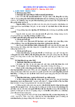Đề Cương Ôn Tập Học Kỳ 1 Lịch Sử 9 Năm 2022-2023