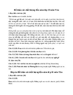 Đề khảo sát chất lượng đầu năm môn Văn lớp 10 năm 2024 (Đề 6)