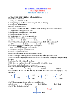 Bộ đề kiểm tra giữa kì 1 Lịch Sử và Địa Lí 6 năm 2022-2023 (có đáp án)