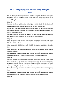 Giải Khoa học tự nhiên 9 Chân trời sáng tạo Bài 14: Năng lượng của Trái Đất. Năng lượng hoá thạch
