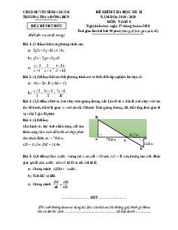 Đề thi học kì 2 Toán 8 năm 2019 – 2020 trường THCS Đồng Đen – TP HCM