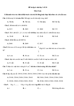 Đề ôn tập ở nhà lớp 3 số 20 - (Ngày 24/3)