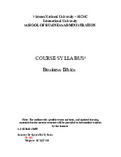 Giáo trình học phần Business Ethics | Trường Đại học Quốc tế, Đại học Quốc gia Thành phố Hồ Chí Minh