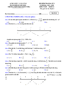 Đề thi HK1 Toán 12 năm 2019 – 2020 trường THPT Trần Nhân Tông – TP HCM