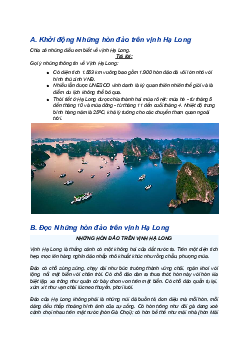 Giải SGK Tiếng Việt 5 trang 60 Bài 12: Những hòn đảo trên vịnh Hạ Long - Kết nối tri thức (Tập 1)