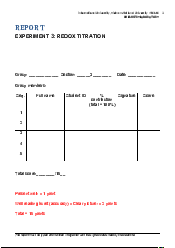 Lab Report 3: Redox titratio  - Chemistry Laboratory | Trường Đại học Quốc tế, Đại học Quốc gia Thành phố HCM