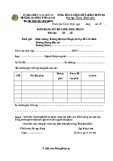 Đơn Đăng Ký Bổ Sung Học Phần - Trường Đại Học Nông Lâm