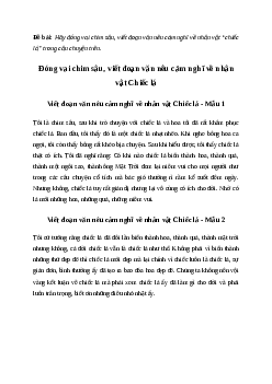 Đóng vai chim sâu, viết đoạn văn nêu cảm nghĩ về nhân vật Chiếc lá | Văn mẫu Tiếng việt 10| Cánh diều