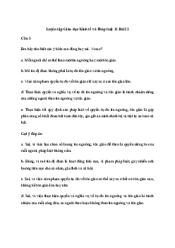 Giải Kinh tế và pháp luật 11 Bài 21: Quyền và nghĩa vụ của công dân về tự do tín ngưỡng và tôn giáo sách Kết nối tri thức với cuộc sống