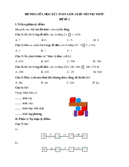 Đề thi giữa kì 2 môn Toán lớp 2 - Đề 3 | Kết nối tri thức