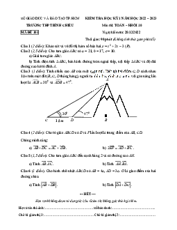 Đề học kỳ 1 Toán 10 năm 2022 – 2023 trường THPT Bình Chiểu – TP HCM