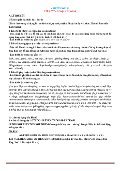 Chuyên đề ngữ pháp Tiếng Anh 12: chuyên đề 17 liên từ-conjunctions