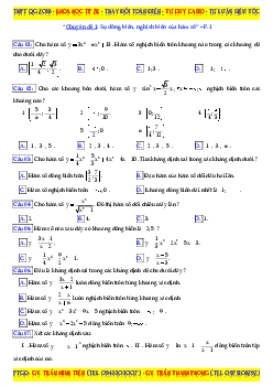 Bài tập trắc nghiệm chuyên đề hàm số – Trần Minh Tiến, Trần Thanh Phong Toán 12