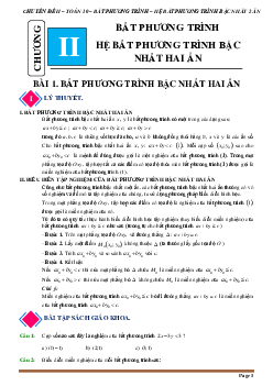 Chuyên đề bất phương trình và hệ bất phương trình bậc nhất hai ẩn Toán 10 Cánh Diều