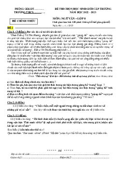 Đề thi chọn HSG Văn 8 cấp trường 2022-2023 (có đáp án)