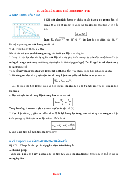Chuyên đề điện thế-hiệu điện thế Vật lí 11 (có đáp án và lời giải)