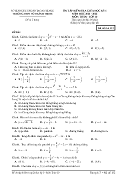 Đề ôn thi giữa kỳ 1 Toán 10 năm 2021 – 2022 trường THPT Võ Thành Trinh – An Giang