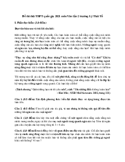 Đề thi thử THPT Quốc gia 2021 môn Ngữ Văn trường Lý Thái Tổ lần 2 (có đáp án)