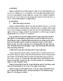 Phân tích các quy định pháp luật về Công ty hợp danh và đề xuất những kiến nghị hoàn thiện