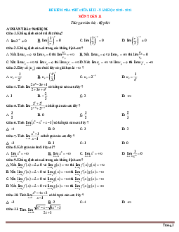 Đề kiểm tra giữa học kỳ 2 môn Toán 11 năm 2020-2021 (có đáp án)