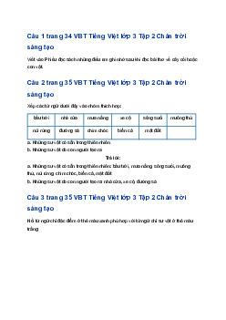 Giải Bài 1: Giọt sương trang 34 VBT Tiếng Việt lớp 3 Tập 2 Chân trời sáng tạo
