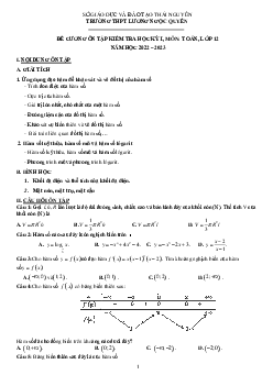 Đề cương cuối kỳ 1 Toán 12 năm 2022 – 2023 THPT Lương Ngọc Quyến – Thái Nguyên